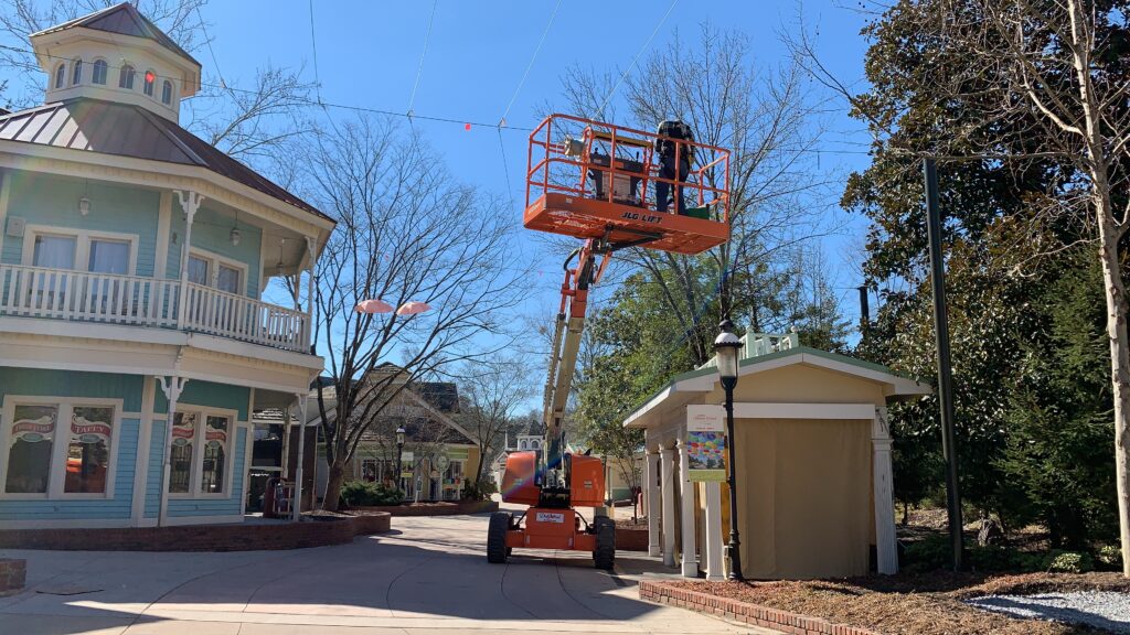 high reach working in theme park