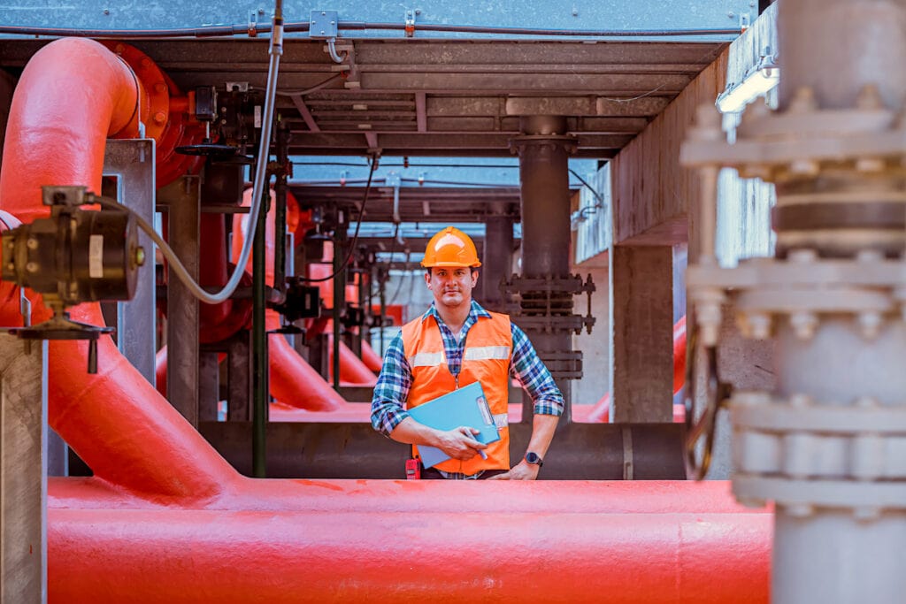 Worker under HVAC dunnage