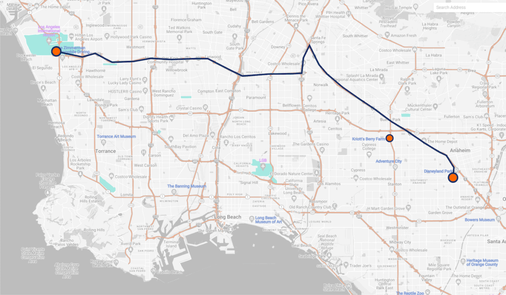 LAX to Anaheim Map