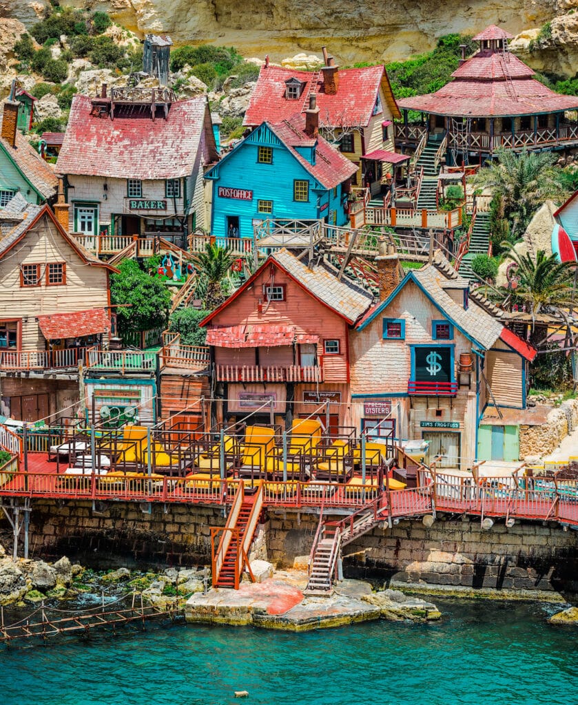 Popeye Village Colorful Buildings Seen From the Ocean